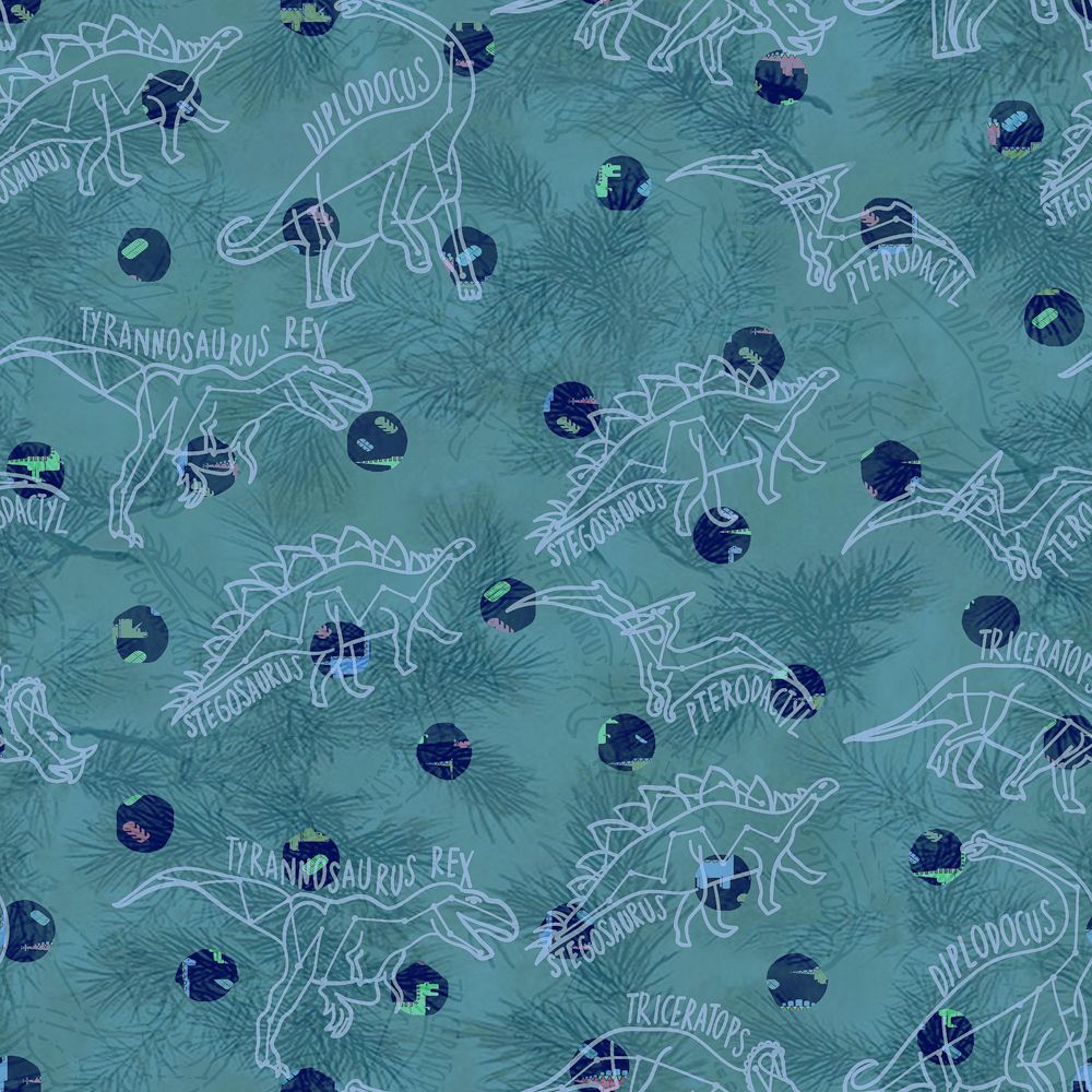 44" Wide 100% Cotton No Stretch Quilting Fabric-Printed Designs for Sewing, Clothing, Crafts, Accessories, Home Decor,  and DIY Projects (Quilting Fabric- Dino's Collection)