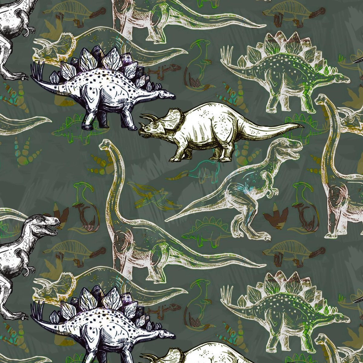 44" Wide 100% Cotton No Stretch Quilting Fabric-Printed Designs for Sewing, Clothing, Crafts, Accessories, Home Decor,  and DIY Projects (Quilting Fabric- Dino's Collection)