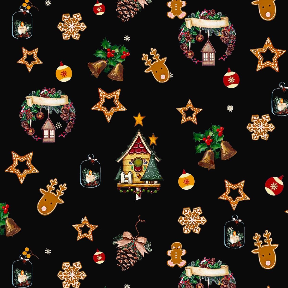 44" Wide 100% Cotton No Stretch Quilting Fabric-Printed Designs for Sewing, Clothing, Crafts, Accessories, Home Decor, and DIY Projects (Quilting Fabric-Christmas Collection)
