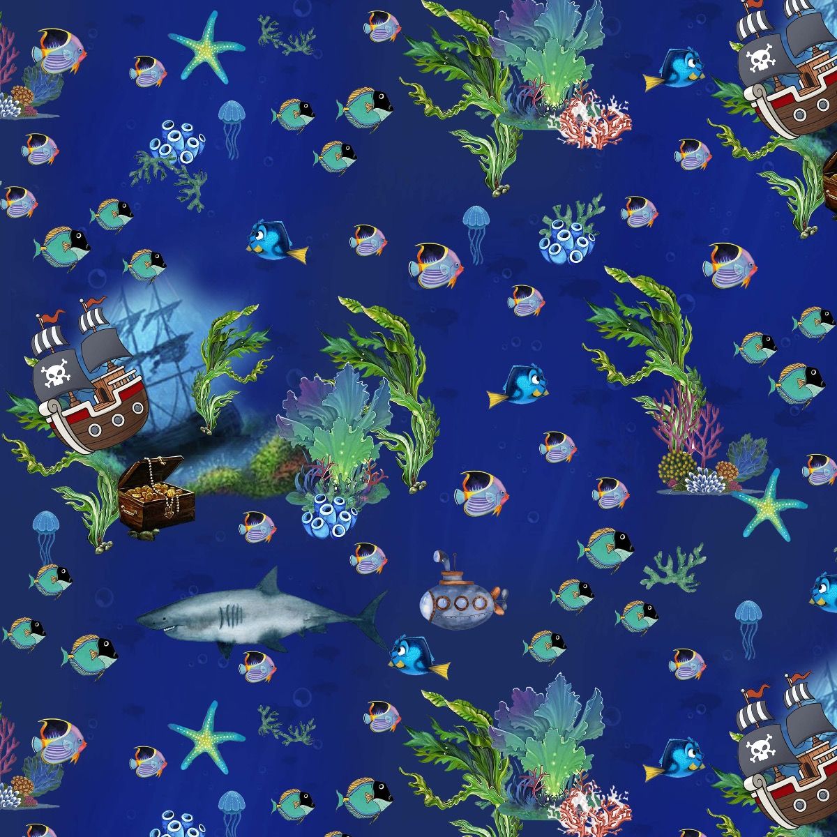 44" Wide 100% Cotton No Stretch Quilting Fabric-Printed Designs for Sewing, Clothing, Crafts, Accessories, Home Decor, and DIY Projects (Quilting Fabric-Buried Treasure Collection)