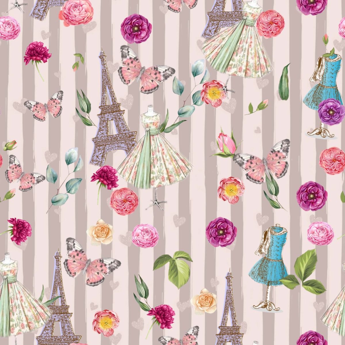 44" Wide 100% Cotton No Stretch Quilting Fabric-Printed Designs for Sewing, Clothing, Crafts, Accessories, Home Decor, and DIY Projects (Quilting Fabric- Paris Collection)