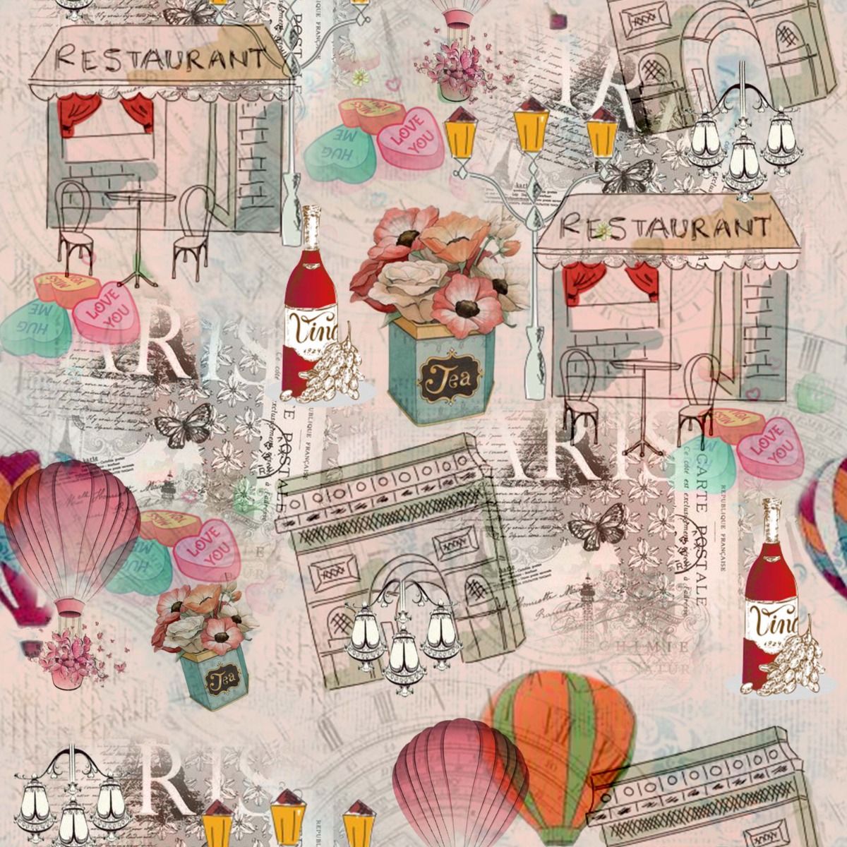 44" Wide 100% Cotton No Stretch Quilting Fabric-Printed Designs for Sewing, Clothing, Crafts, Accessories, Home Decor, and DIY Projects (Quilting Fabric- Paris Collection)