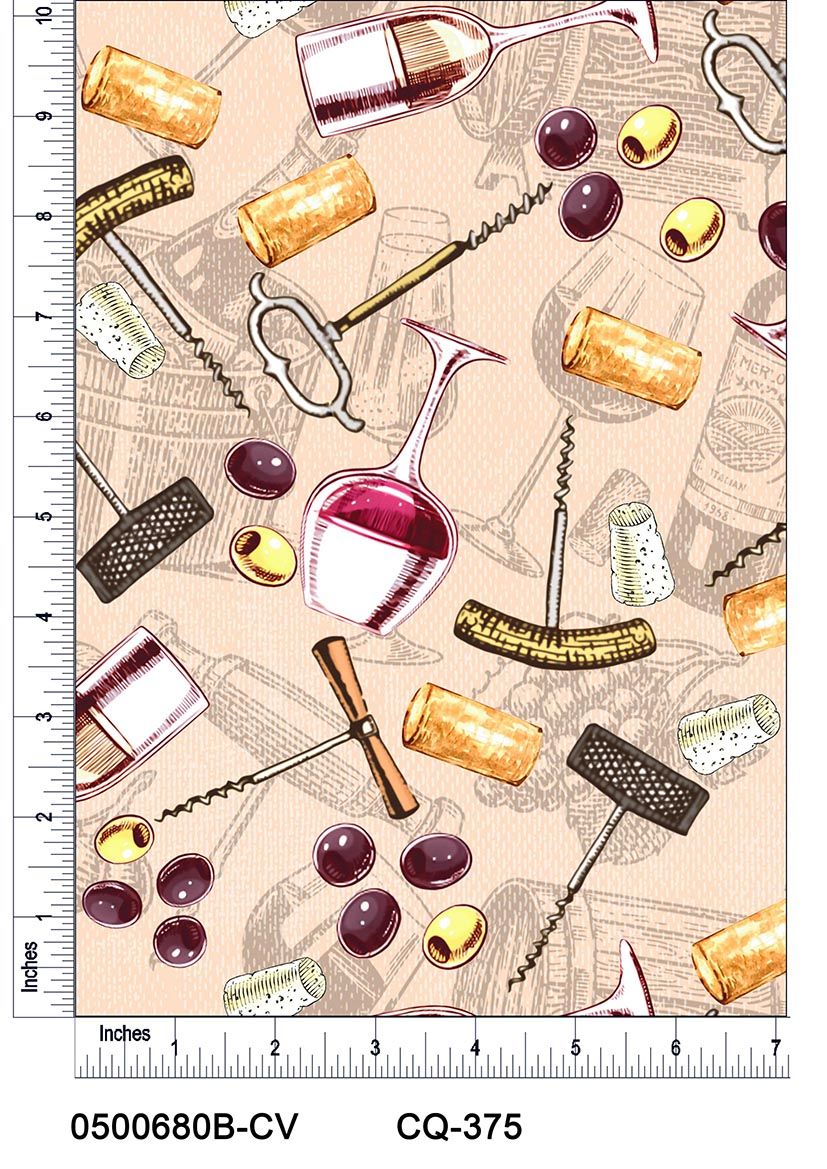 44" Wide 100% Cotton No Stretch Quilting Fabric-Printed Designs for Sewing, Clothing, Crafts, Accessories, Home Decor, and DIY Projects (Quilting Fabric- Wine and Dine Collection)
