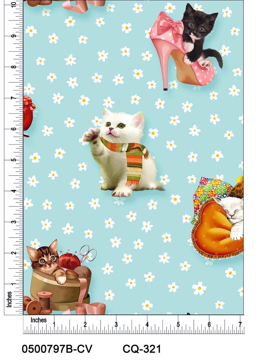 44" Wide 100% Cotton No Stretch Quilting Fabric-Printed Designs for Sewing, Clothing, Crafts, Accessories, Home Decor,  and DIY Projects (Quilting Fabric- Cats Collection)