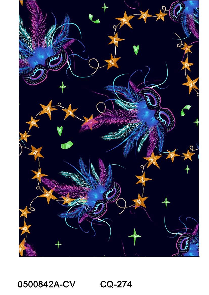 44" Wide 100% Cotton No Stretch Quilting Fabric-Printed Designs for Sewing, Clothing, Crafts, Accessories, Home Decor, and DIY Projects (Quilting Fabric- Mardi Gras Collection)