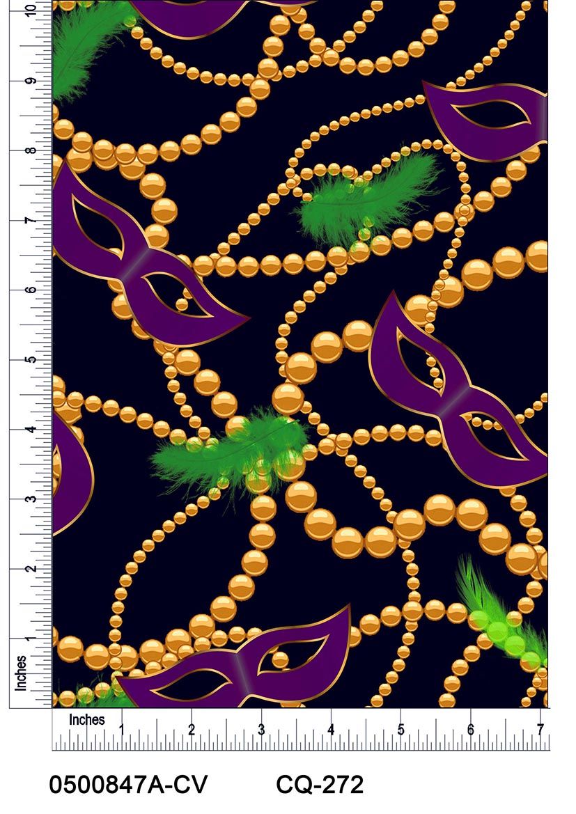 44" Wide 100% Cotton No Stretch Quilting Fabric-Printed Designs for Sewing, Clothing, Crafts, Accessories, Home Decor, and DIY Projects (Quilting Fabric- Mardi Gras Collection)
