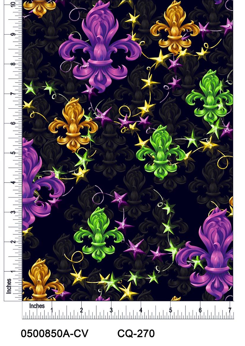44" Wide 100% Cotton No Stretch Quilting Fabric-Printed Designs for Sewing, Clothing, Crafts, Accessories, Home Decor, and DIY Projects (Quilting Fabric- Mardi Gras Collection)