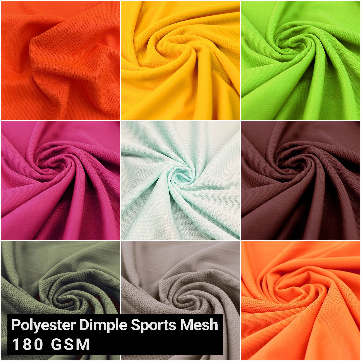 Multicolor Ideal for Shorts, Pants, Jogging Suits & DIY Projects Fabric by the Yard -180 GSM, 60" 100% Polyester Dimple Sports Mesh, Breathable, Anti-Wrinkle, 2-Way Stretch - SKU 2001