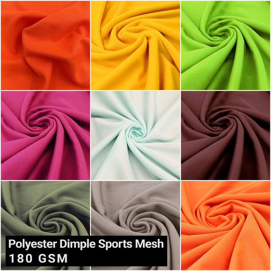 Multicolor Ideal for Shorts, Pants, Jogging Suits & DIY Projects Fabric by the Yard -180 GSM, 60" 100% Polyester Dimple Sports Mesh, Breathable, Anti-Wrinkle, 2-Way Stretch - SKU 2001