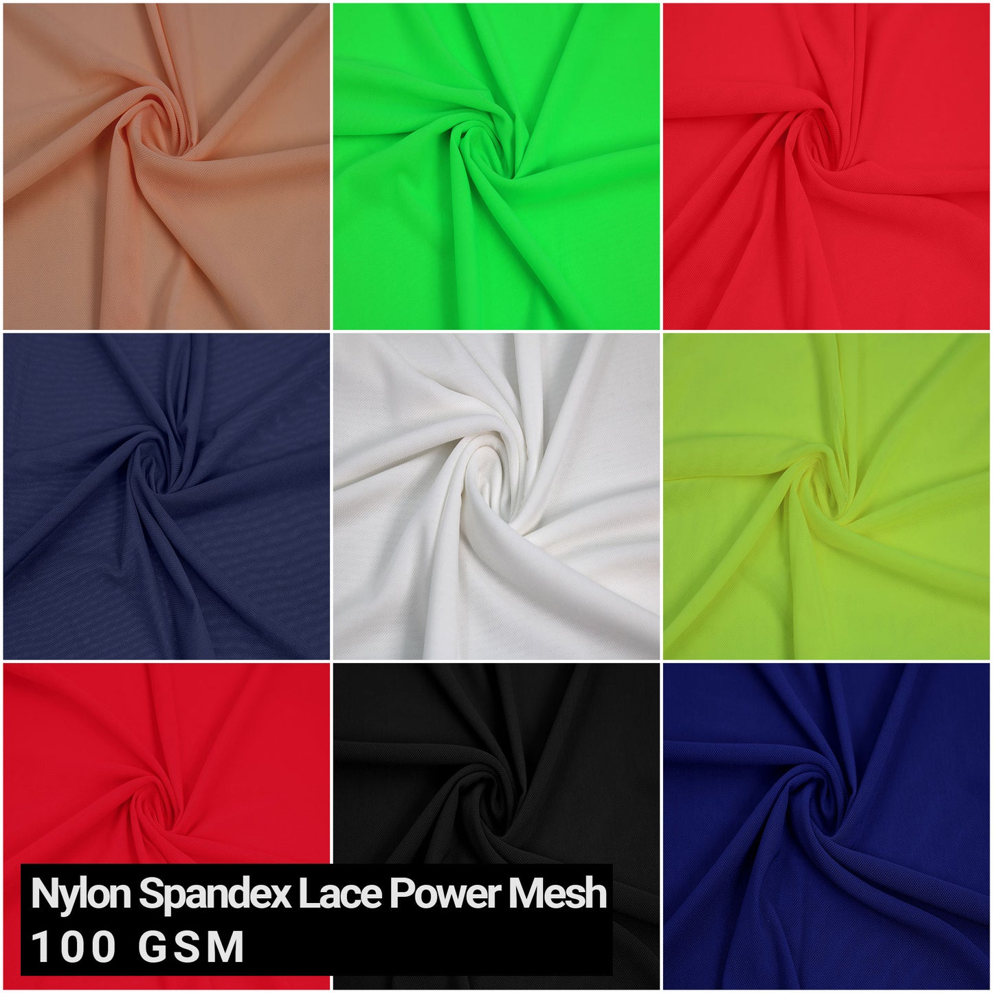 60" Wide Nylon Spandex Lace Power Mesh Fabric - (100 GSM), Lightweight, 4-Way Stretch, Soft & Breathable for Apparel, Lingerie, Headbands, Accessories & DIY- (SKU-454)