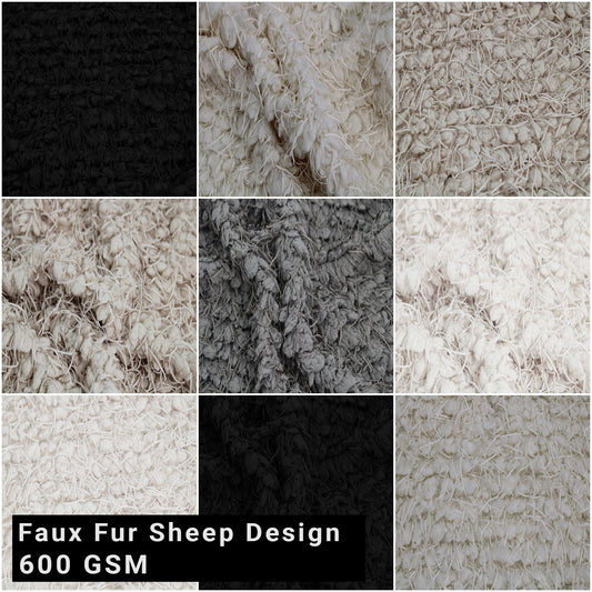 Multicolor Sewing, Costumes, Apparel, Decorations, Rugs, Throw Pillow Covers, Beddings, Upholstery, Home and DIY Fabric By The Yard - Faux Fur Sheep Design-Shaggy Mohair - (SKU 5051)