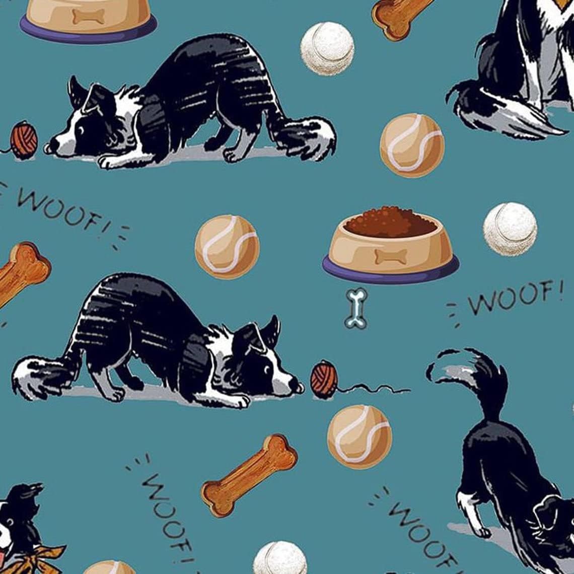 44" Wide 100% Cotton No Stretch Quilting Fabric-Printed Designs for Sewing, Clothing, Crafts, Accessories, Home Decor,  and DIY Projects (Quilting Fabric- Dog Collection)