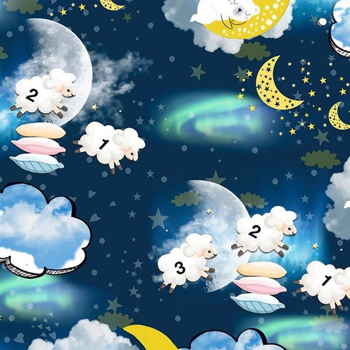 44" Wide 100% Cotton No Stretch Quilting Fabric-Printed Designs for Sewing, Clothing, Crafts, Accessories, Home Decor, and DIY Projects (Quilting Fabric- Children's Dreaming Collection)