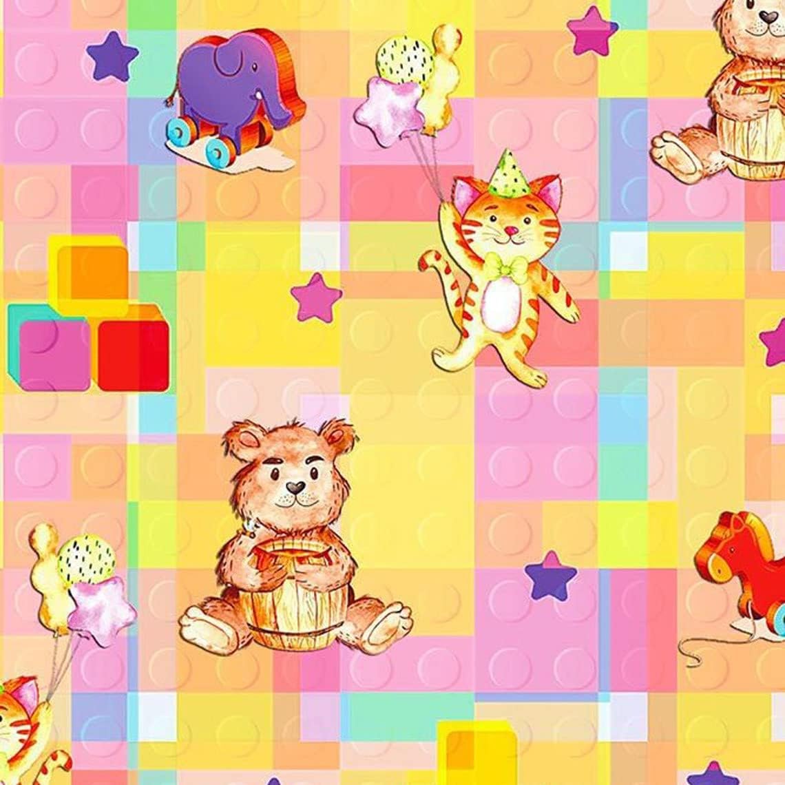 44" Wide 100% Cotton No Stretch Quilting Fabric-Printed Designs for Sewing, Clothing, Crafts, Accessories, Home Decor, and DIY Projects (Quilting Fabric-Children's Toy Collection)