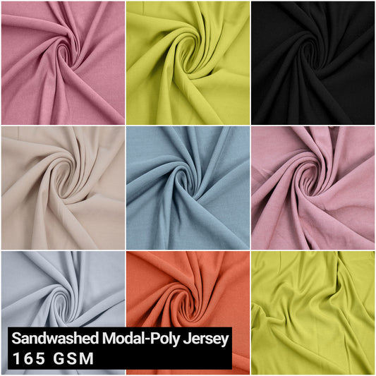 Multicolor  Ideal for Apparel, T-shirts & DIY Crafts Fabric by the Yard - 60” Wide Sandwashed Modal-Poly Jersey Knit- 165 GSM, Lightweight, Soft & Breathable with a Cupro-Like Feel - SKU 681