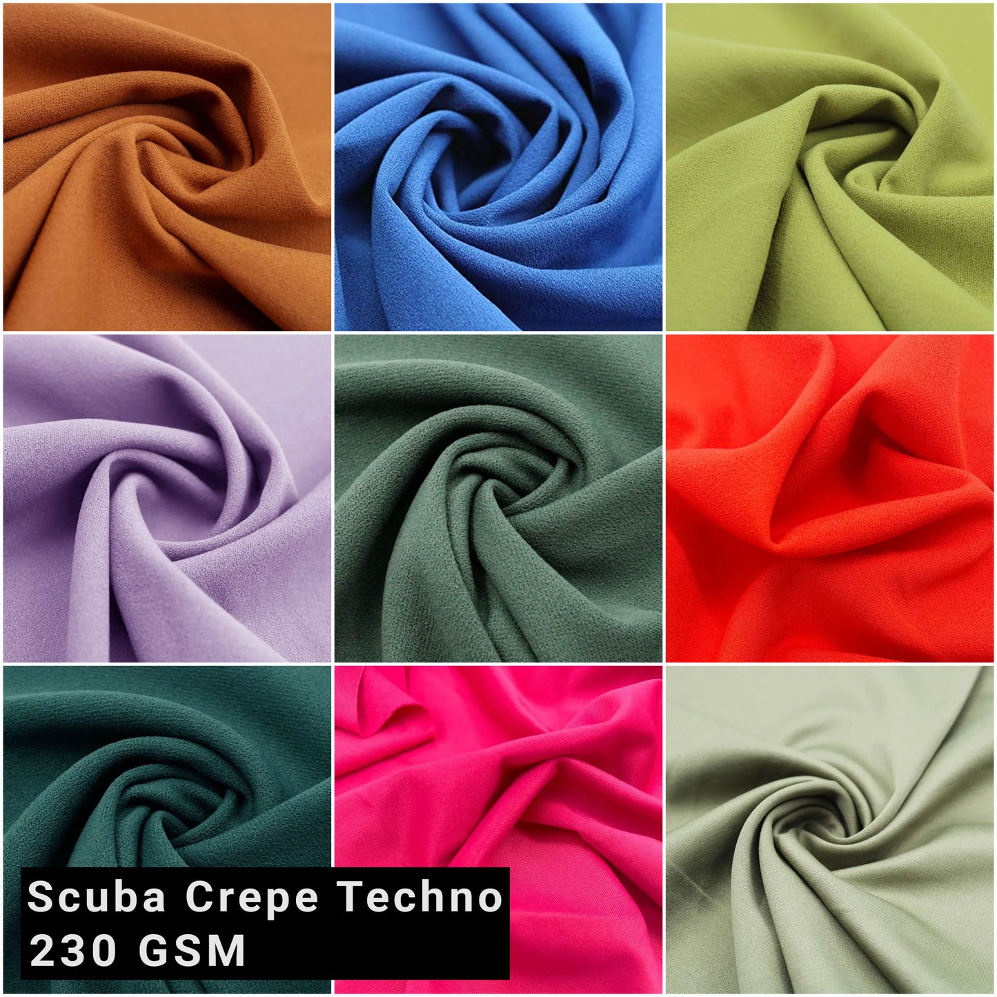 59" Scuba Crepe Techno Polyester Spandex Stretch Fabric 230gsm by the Yard (SKU-702)