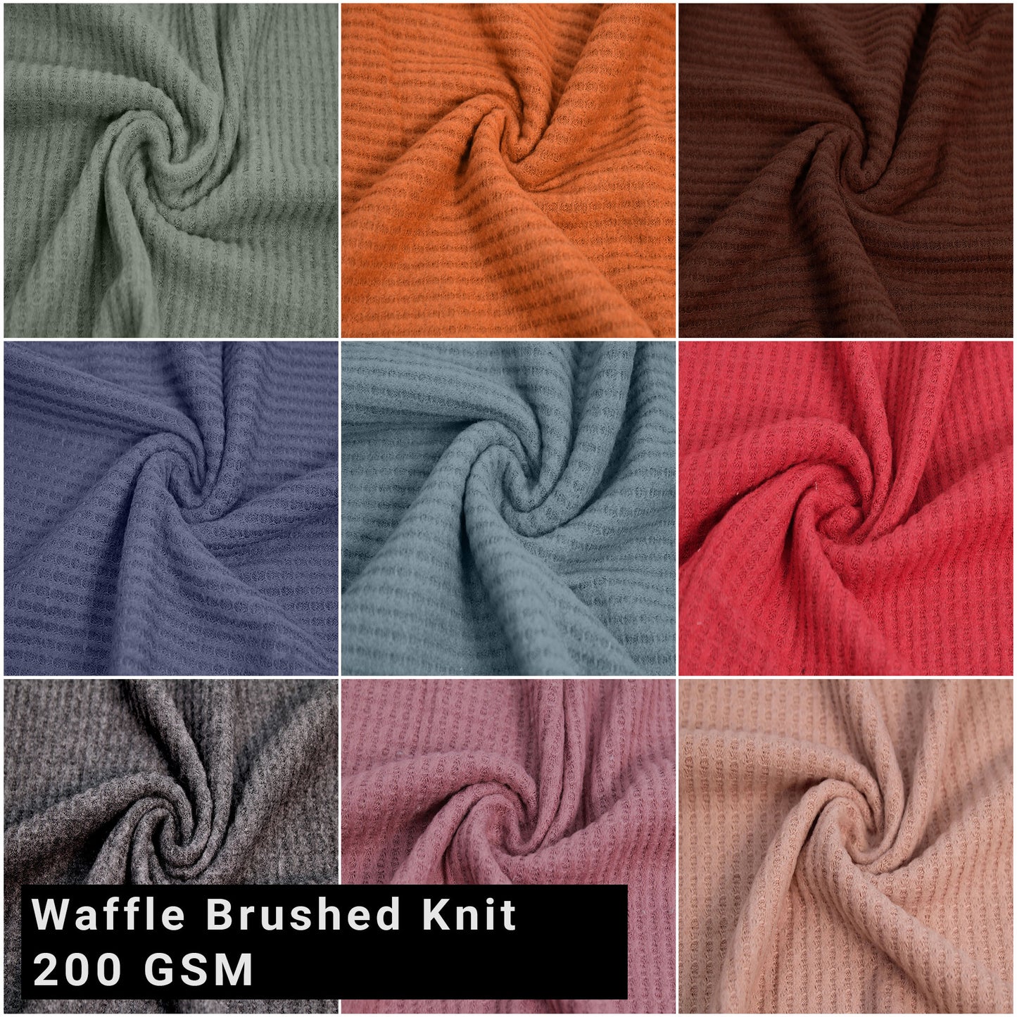 Multicolor Apparel, Draperies, Headbands, Decorations & DIY Fabric By The Yard (200 GSM) - 60" Wide Poly Rayon Spandex - Waffle Brushed Knit- Medium Weight, 4-Way Stretch - (SKU 707)