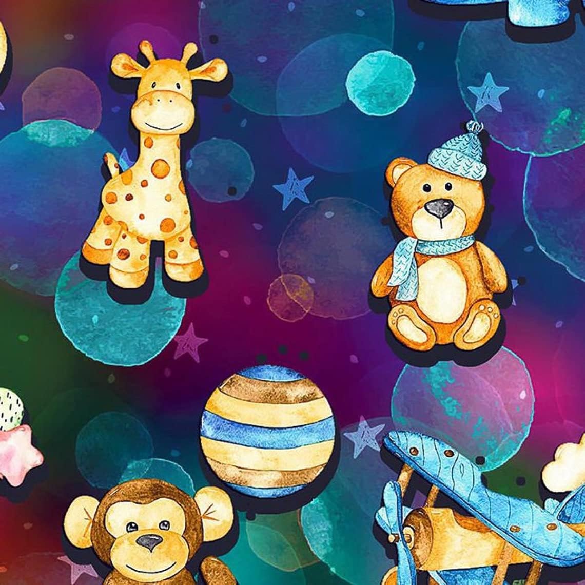 44" Wide 100% Cotton No Stretch Quilting Fabric-Printed Designs for Sewing, Clothing, Crafts, Accessories, Home Decor, and DIY Projects (Quilting Fabric-Children's Toy Collection)