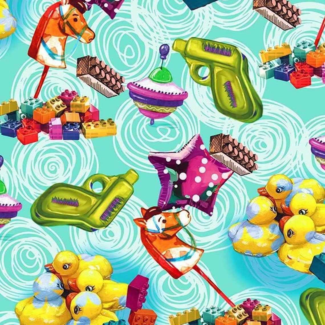 44" Wide 100% Cotton No Stretch Quilting Fabric-Printed Designs for Sewing, Clothing, Crafts, Accessories, Home Decor, and DIY Projects (Quilting Fabric-Children's Toy Collection)