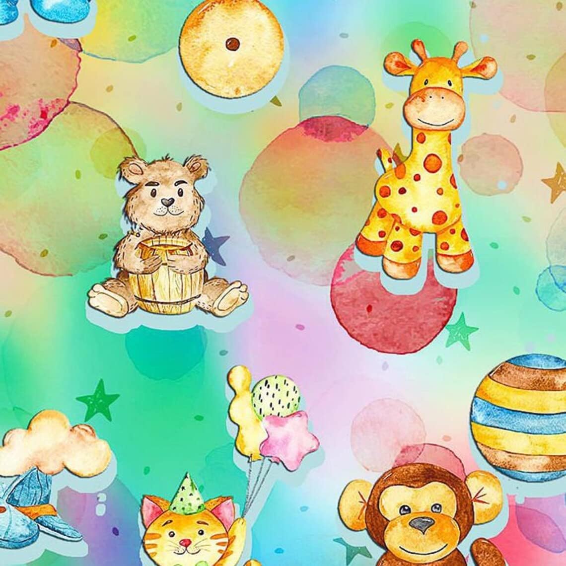44" Wide 100% Cotton No Stretch Quilting Fabric-Printed Designs for Sewing, Clothing, Crafts, Accessories, Home Decor, and DIY Projects (Quilting Fabric-Children's Toy Collection)