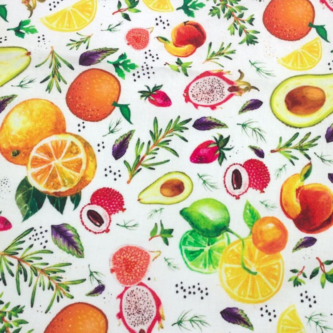 44" Wide 100% Cotton No Stretch Quilting Fabric-Printed Designs for Sewing, Clothing, Crafts, Accessories, Home Decor, and DIY Projects (Quilting Fabric- Fun Fruits Collection)