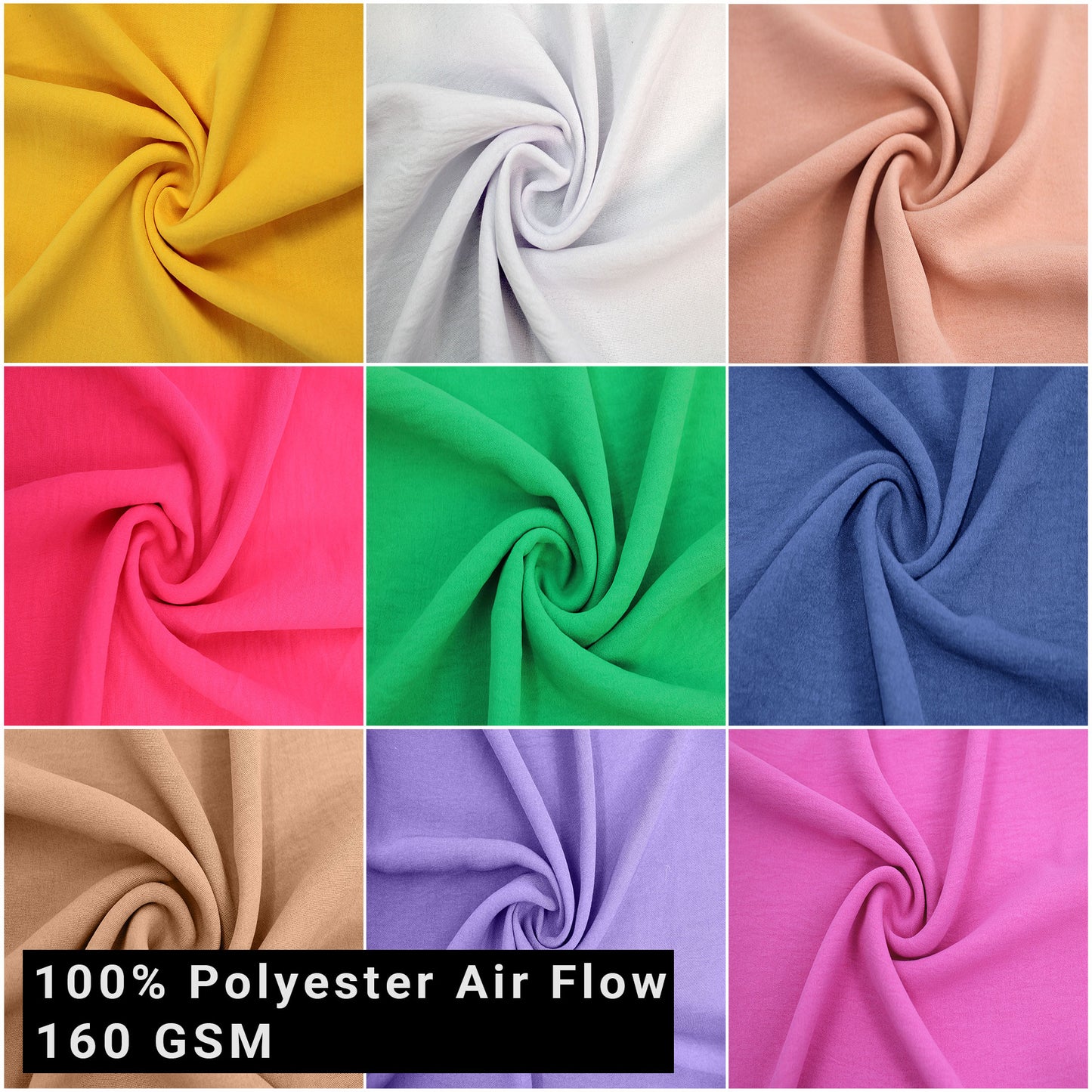 Multicolor 59" Solid Color 100% Polyester Air Flow Fabric by the Yard - 160 GSM - SKU 744