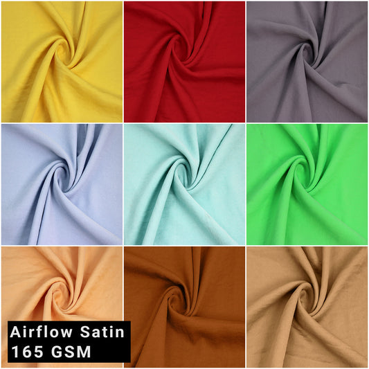 59" Wide Airflow Satin Fabric by the Yard - 100% Polyester, 165 GSM, Lightweight, Anti-Wrinkle, Non-Stretch - Ideal for Dresses, Scarves, Blouses & DIY Projects(Style #763)
