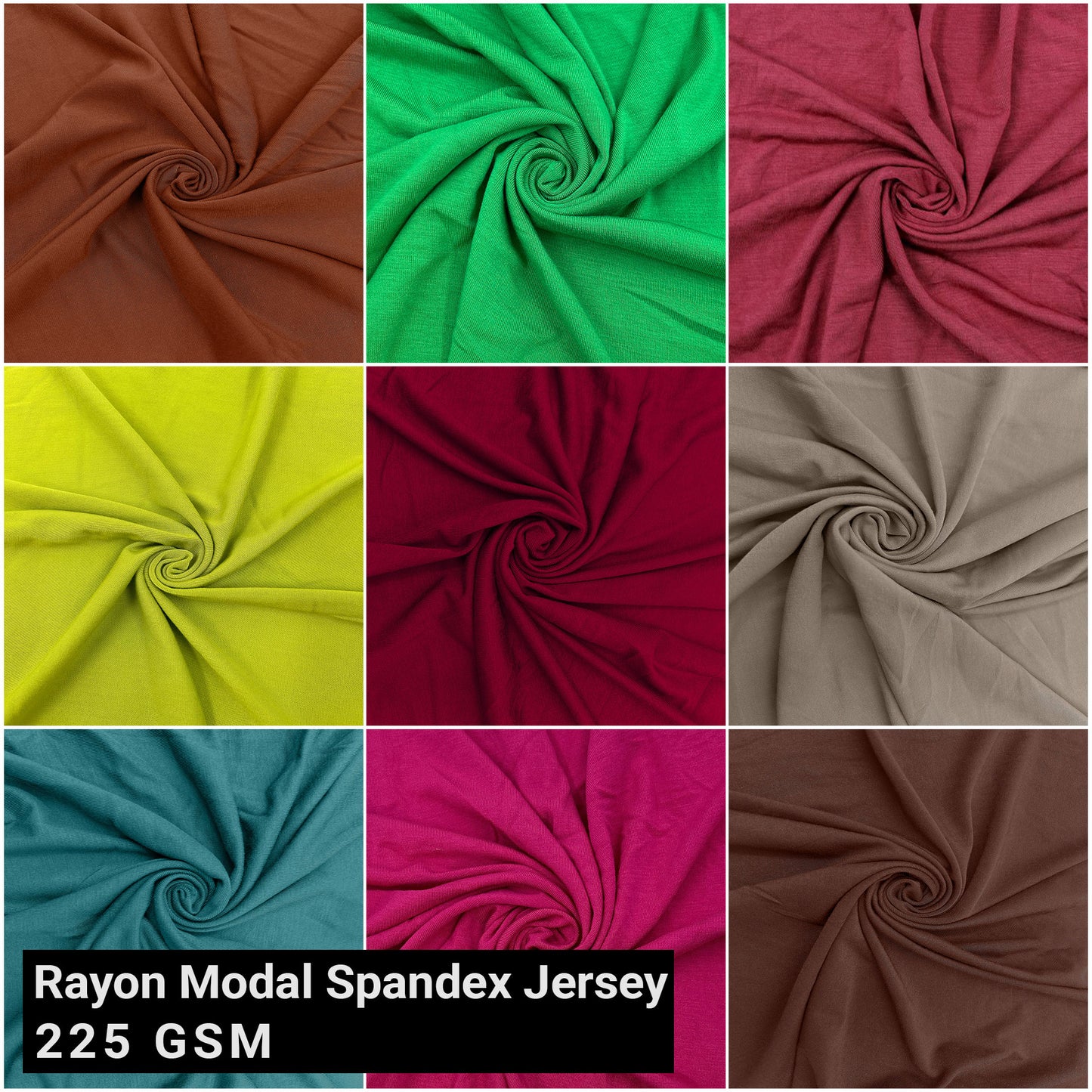 Multicolor For T-Shirts, Leggings, Apparel & DIY Crafts Fabric by the Yard - 60" Wide Rayon Modal Spandex Jersey Knit - 225 GSM - Medium Weight, 4-Way Stretch, Breathable - (SKU 765)