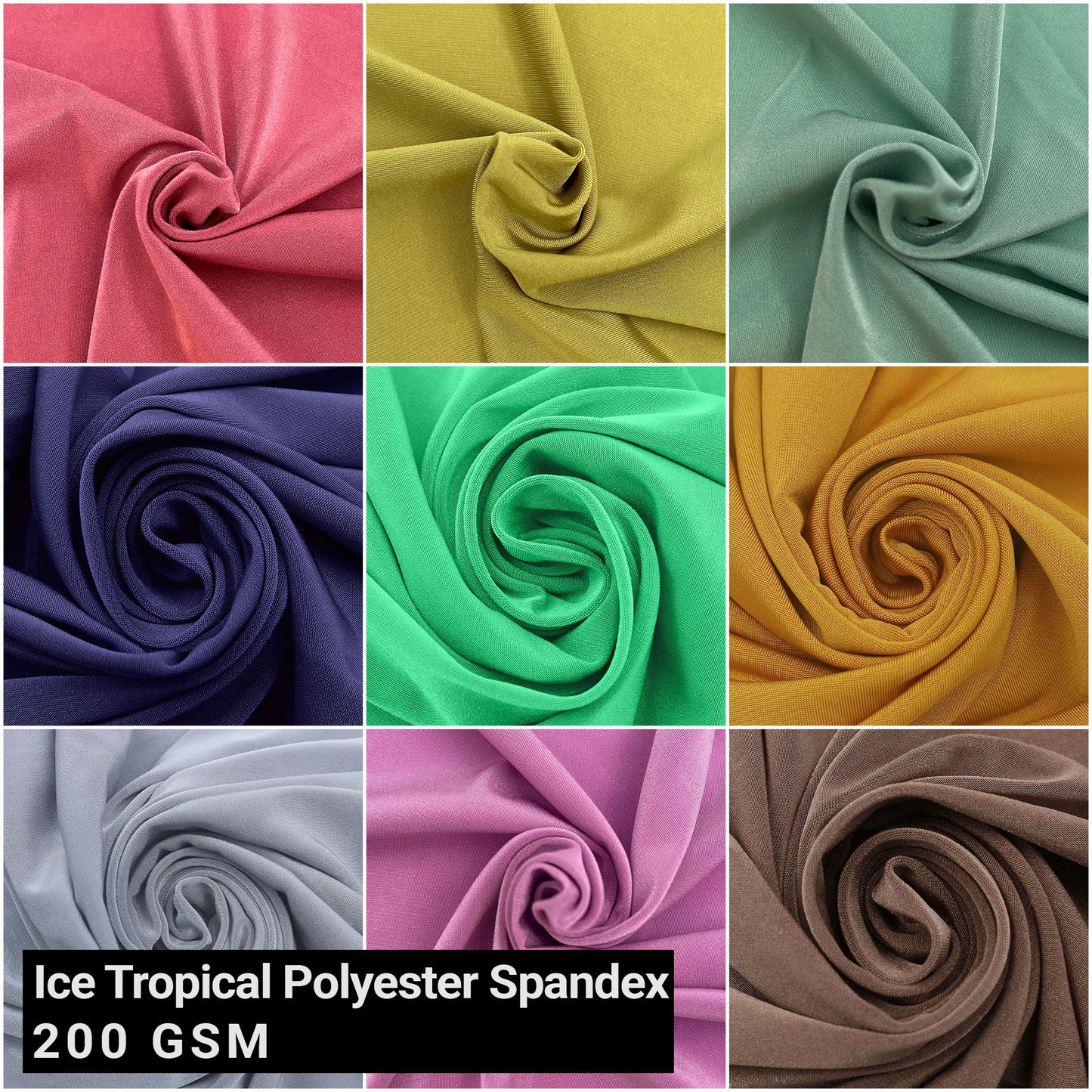 Ice Tropical 60" Solid Color Polyester Spandex Circular Knit Fabric - 200gsm by the Yard (SKU-767)