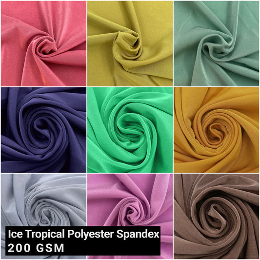Ice Tropical 60" Solid Color Polyester Spandex Circular Knit Fabric - 200gsm by the Yard (SKU-767)