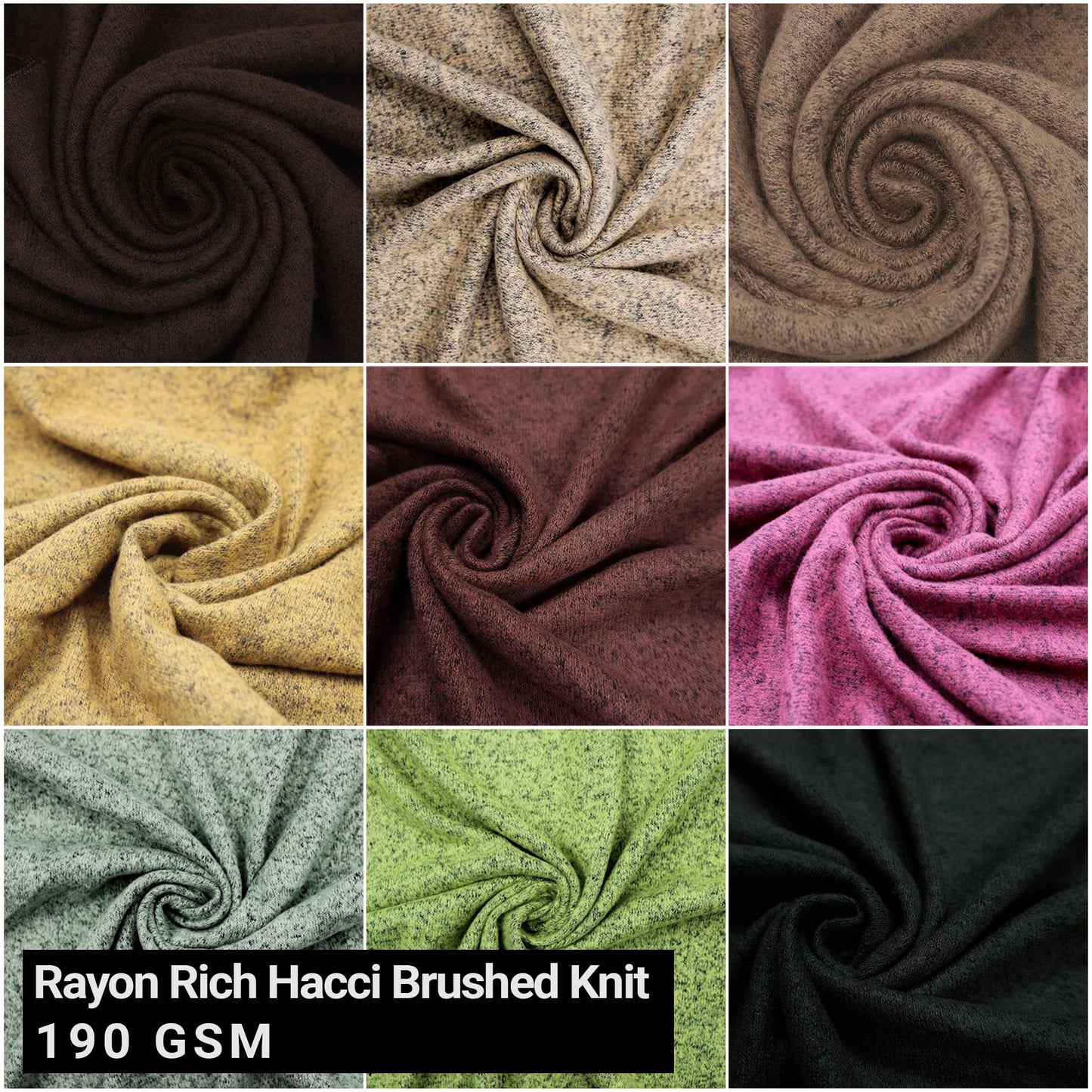 Multicolor Apparel, Drapery, Headbands, Decorations & DIY Fabric By The Yard (190 GSM) - 60" Wide Rayon Rich Hacci Brushed Knit, Medium Weight, 4-Way Stretch - SKU 769