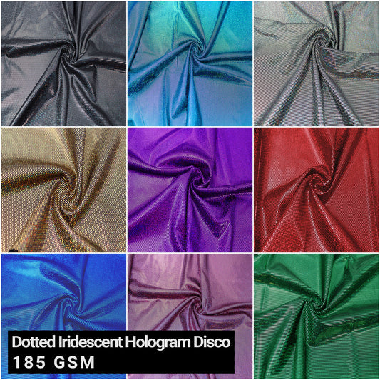 Multicolor for Apparel, Dance Outfits, Sewing Costumes, Crafts, Home Decor, Accessories, DIY Projects Fabric by The Yard - 60" Wide Poly Spandex Dotted Iridescent Hologram Disco - SKU 830
