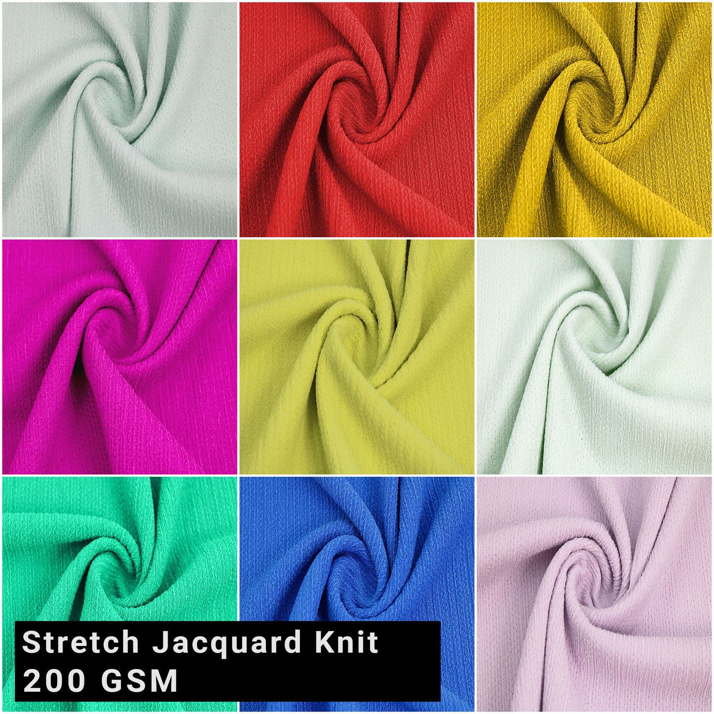 Multicolor 54" Wide Polyester Spandex Stretch Jacquard Knit Fabric - 200 GSM - SKU 836