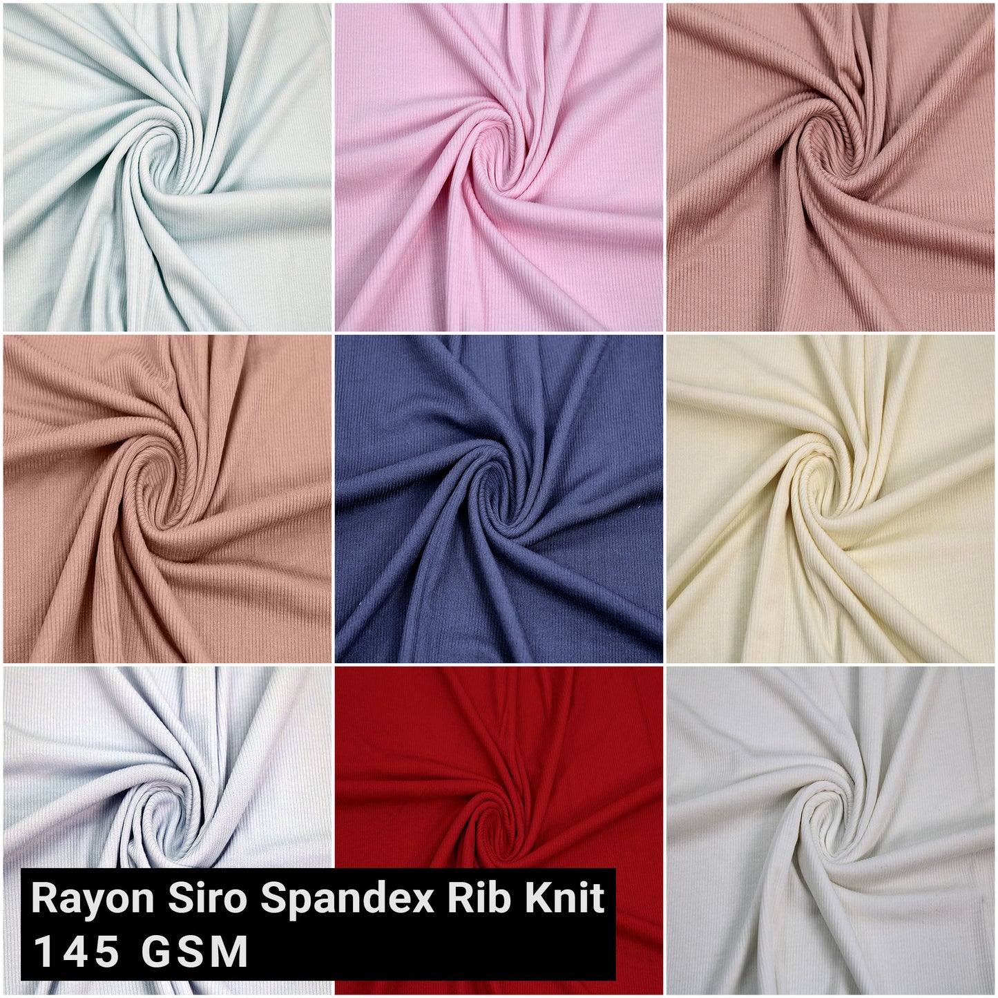 Multicolor Apparel, Headbands, Accessories & DIY Fabric by the Yard - 145 GSM, 57" Wide Rayon Siro Spandex 2x1 Rib Knit, Lightweight, 4-Way Stretch, Soft & Breathable - SKU 904