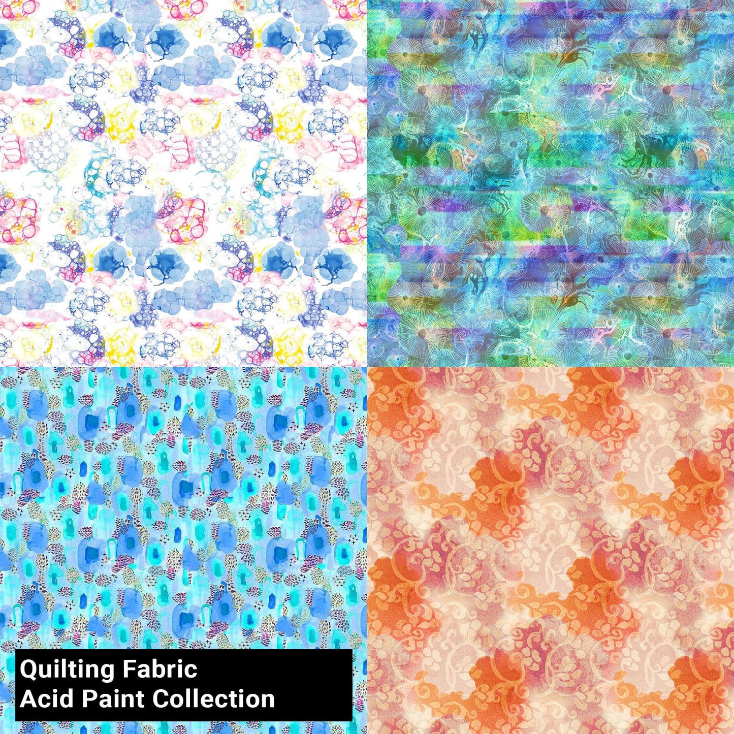 44" Wide 100% Cotton No Stretch Quilting Fabric-Printed Designs for Sewing, Clothing, Crafts, Accessories, Home Decor, and DIY Projects (Quilting Fabric-Acid Paint Collection)