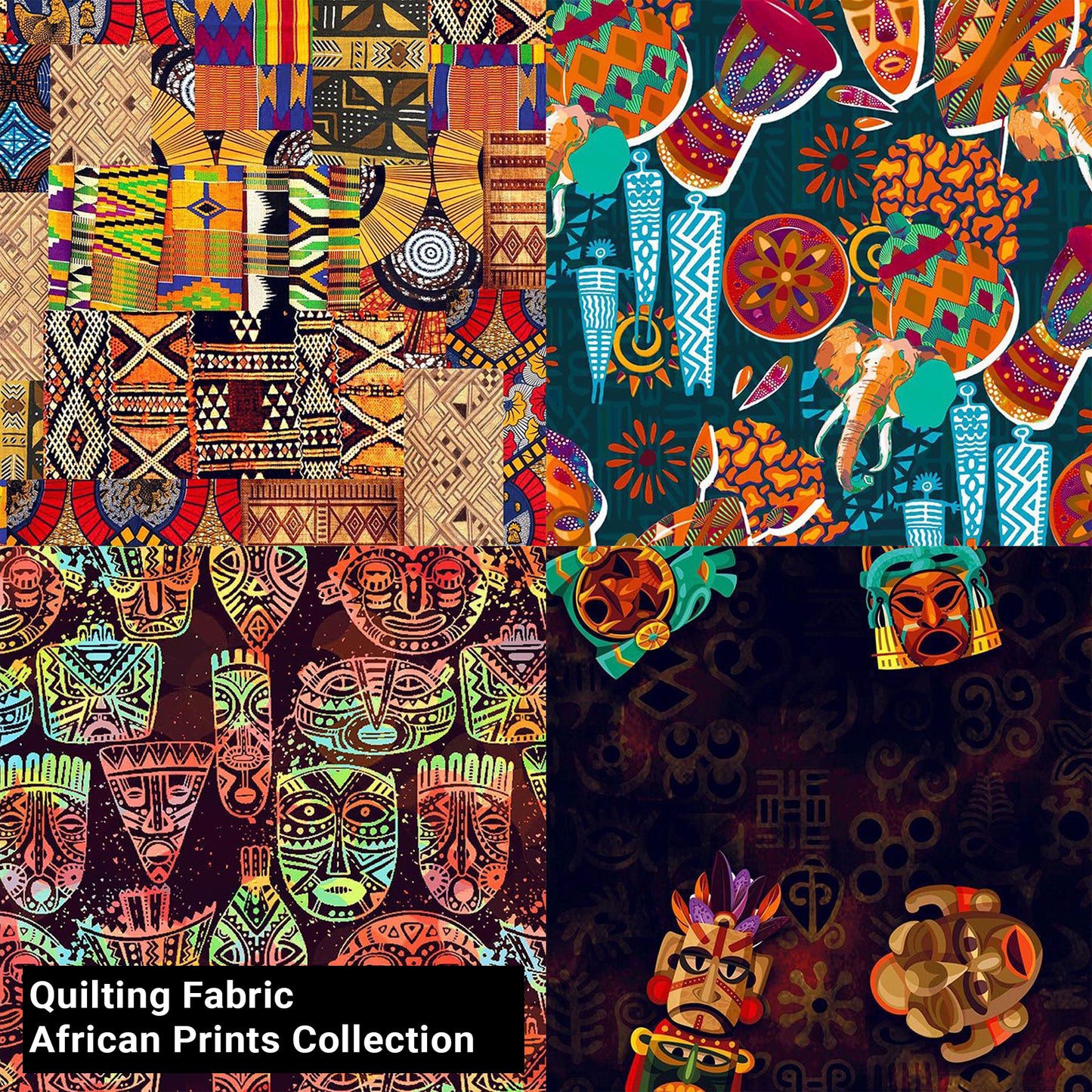 44" Wide 100% Cotton No Stretch Quilting Fabric-Printed Designs for Sewing, Clothing, Crafts, Accessories, Home Decor, and DIY Projects (Quilting Fabric-African Prints Collection)