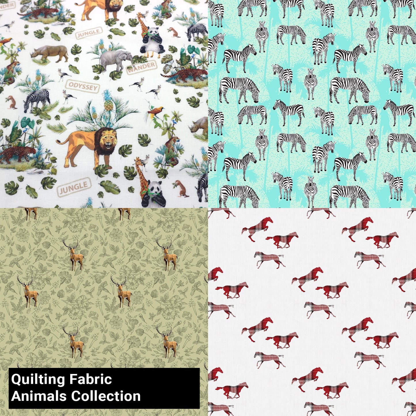 44" Wide 100% Cotton No Stretch Quilting Fabric-Printed Designs for Sewing, Clothing, Crafts, Accessories, Home Decor, and DIY Projects (Quilting Fabric-Animals Collection)