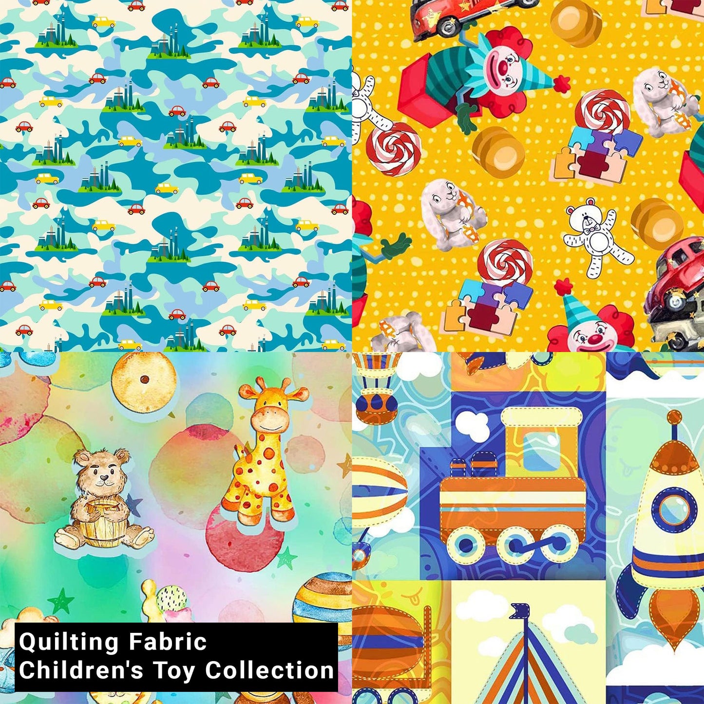 44" Wide 100% Cotton No Stretch Quilting Fabric-Printed Designs for Sewing, Clothing, Crafts, Accessories, Home Decor, and DIY Projects (Quilting Fabric-Children's Toy Collection)