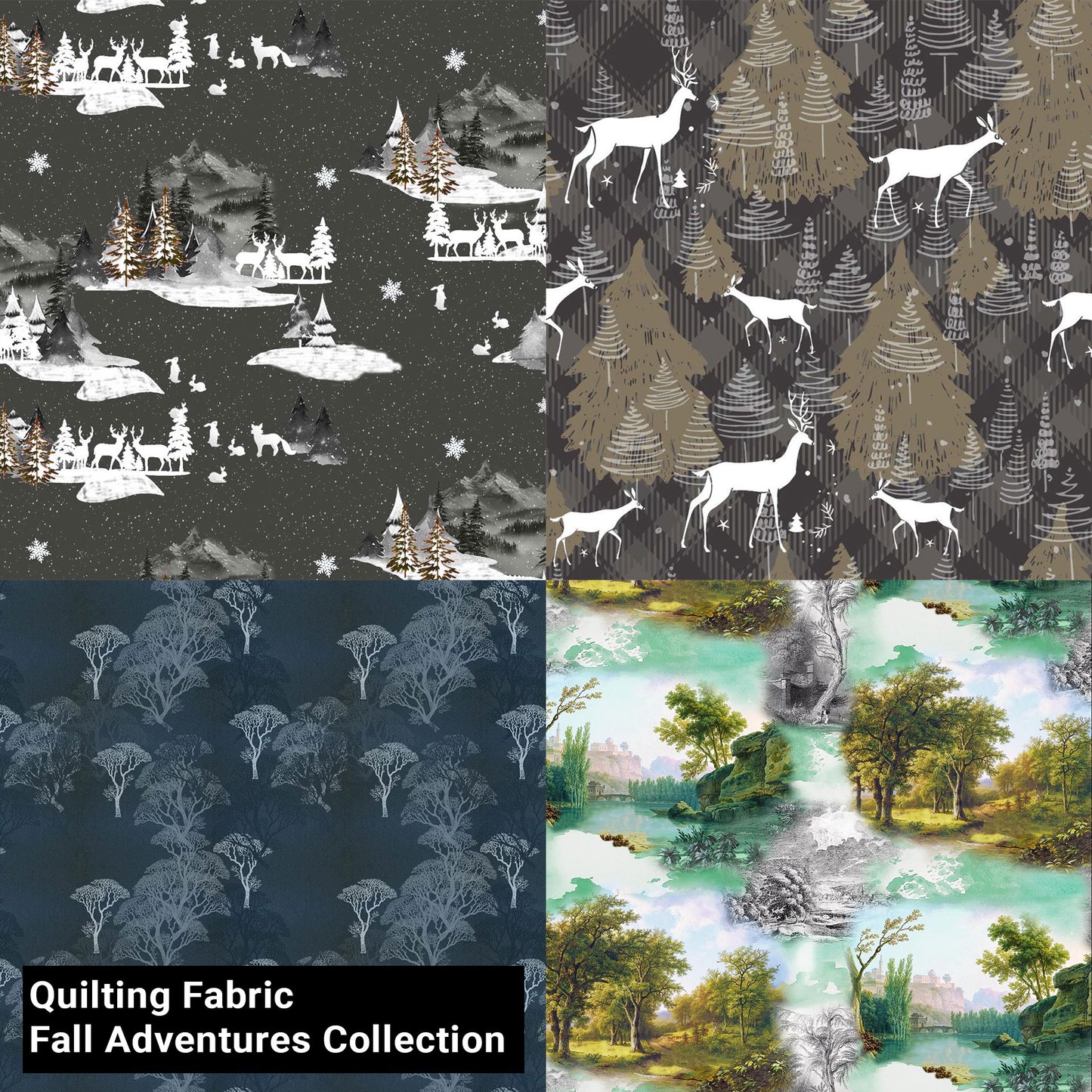 44" Wide 100% Cotton No Stretch Quilting Fabric-Printed Designs for Sewing, Clothing, Crafts, Accessories, Home Decor, and DIY Projects (Quilting Fabric-Fall Adventures Collection)