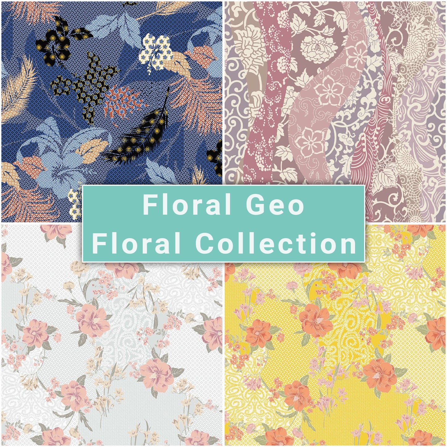 Printed Floral Geo - Floral Fabric Collection
