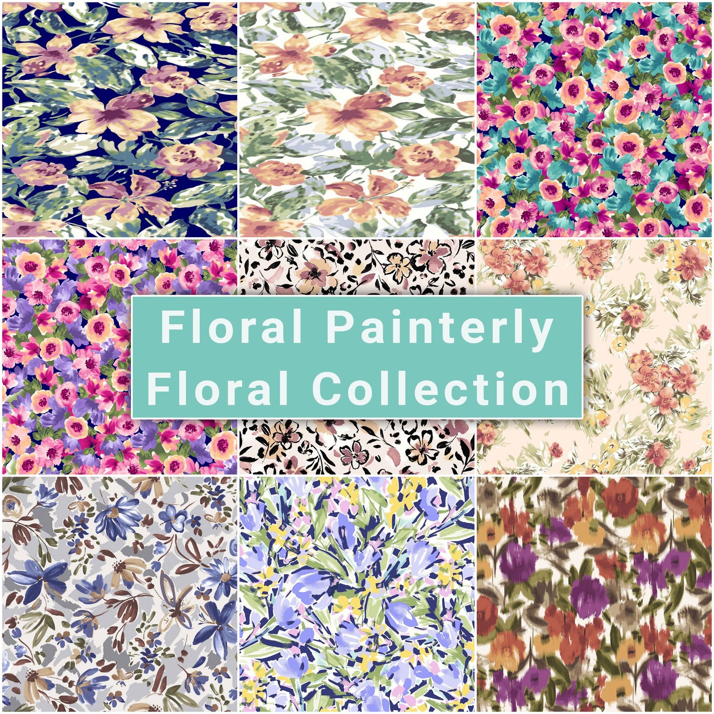 Printed Floral Painterly - Floral Fabric Collection