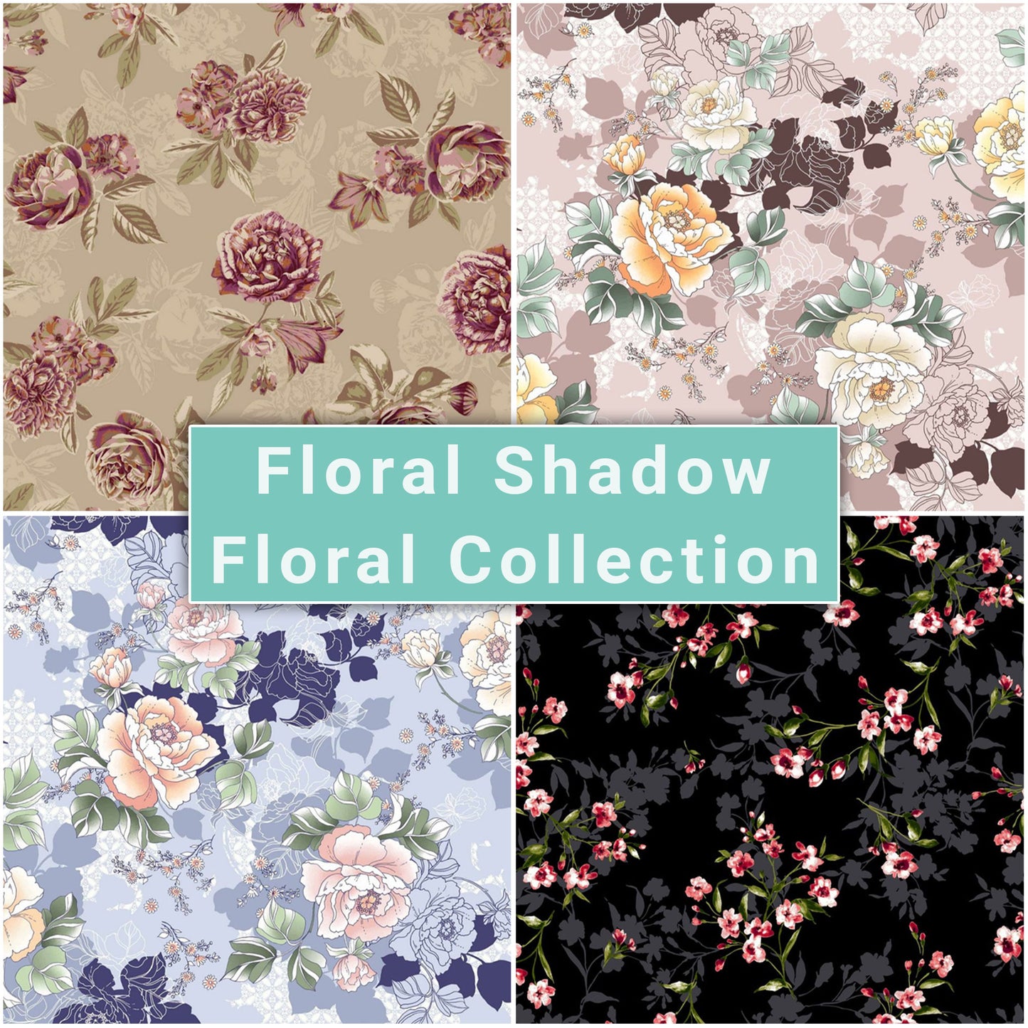 Printed Floral Shadow - Floral Fabric Collection