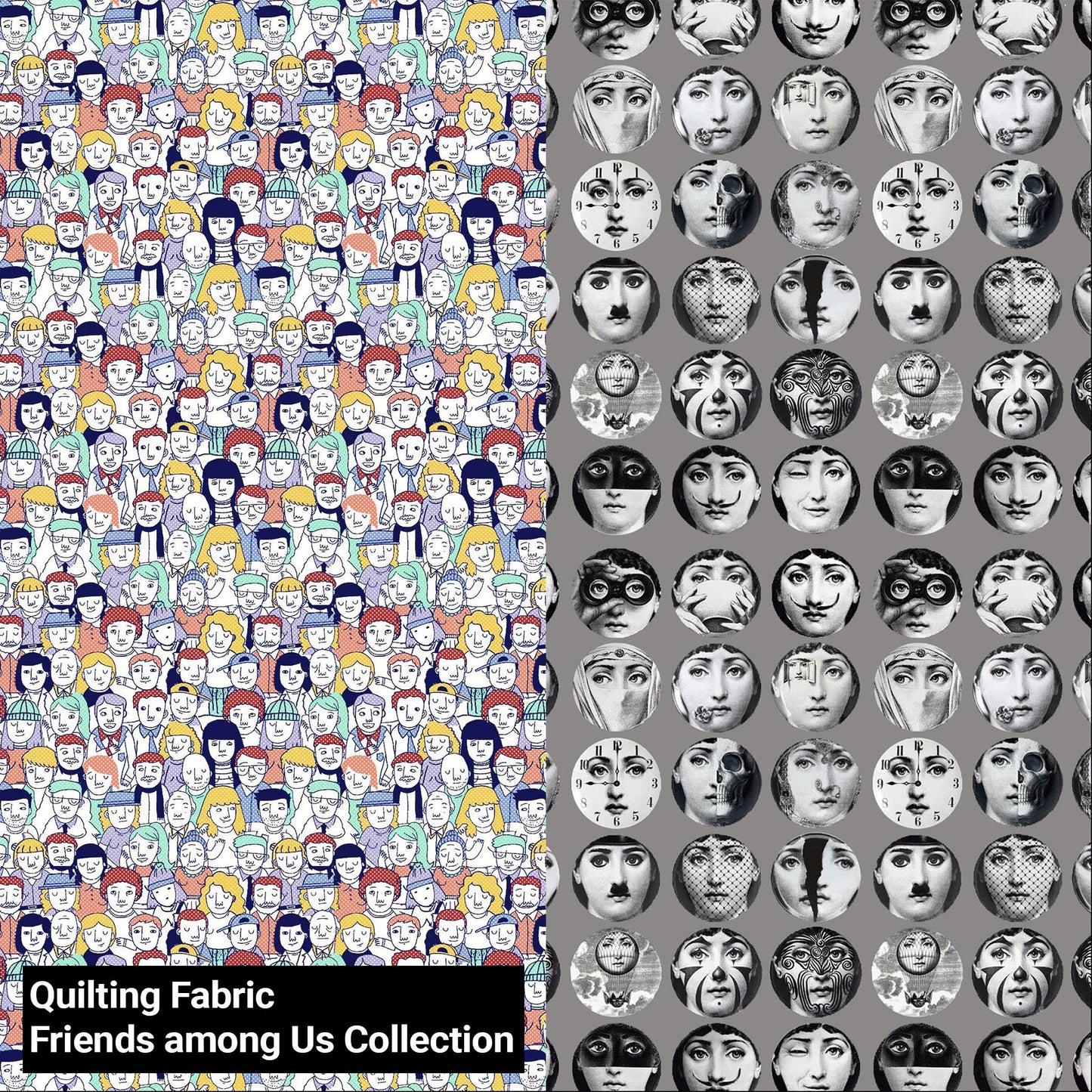 44" Wide 100% Cotton No Stretch Quilting Fabric-Printed Designs for Sewing, Clothing, Crafts, Accessories, Home Decor, and DIY Projects (Quilting Fabric- Friends among Us Collection)