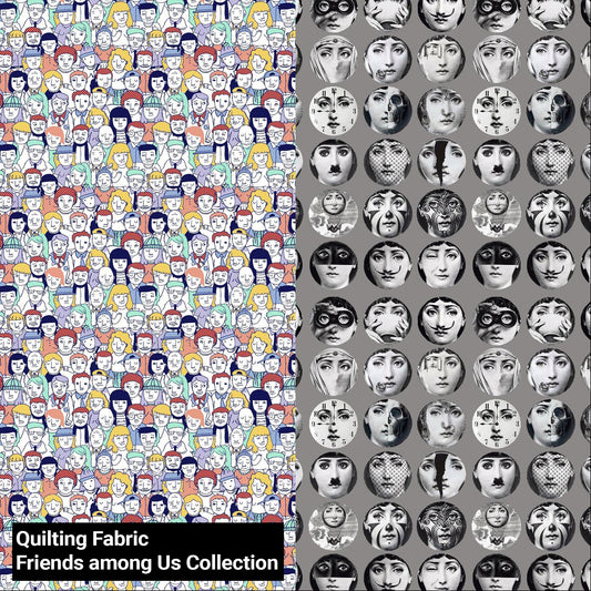 44" Wide 100% Cotton No Stretch Quilting Fabric-Printed Designs for Sewing, Clothing, Crafts, Accessories, Home Decor,  and DIY Projects (Quilting Fabric- Friends among Us  Collection)