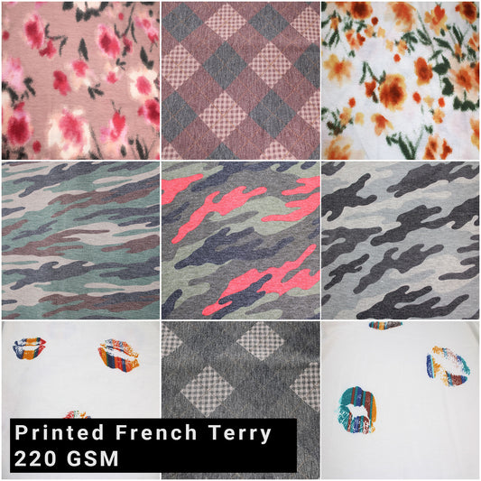 Multicolor Great for Apparel, Hoodies, Sweatshirts, Joggers & DIY Fabric by the Yard - 210 GSM, 60" Printed Poly Spandex French Terry Brushed, Medium Weight, 4-Way Stretch, Soft & Warm - SKU 506