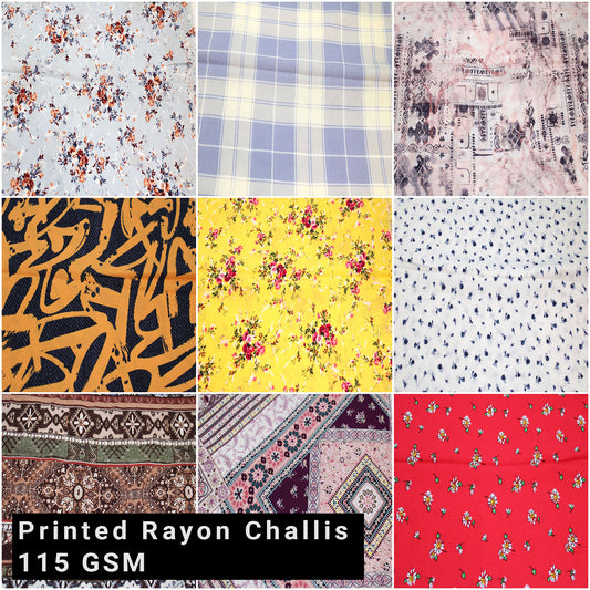 Multicolor for Dresses, Scarves & Sewing Projects Fabric by the Yard -115 GSM, 55" Printed Light-Weight Rayon Challis - Lightweight, Soft, & Breathable Material - SKU 698