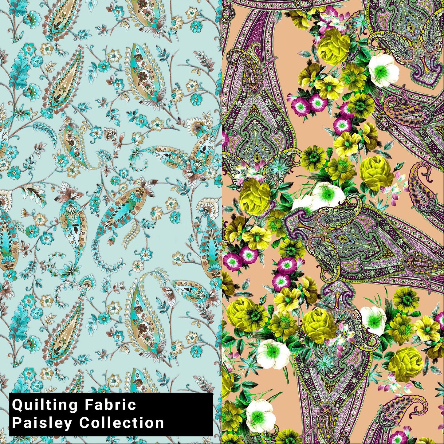 44" Wide 100% Cotton No Stretch Quilting Fabric-Printed Designs for Sewing, Clothing, Crafts, Accessories, Home Decor, and DIY Projects (Quilting Fabric- Paisley Collection)