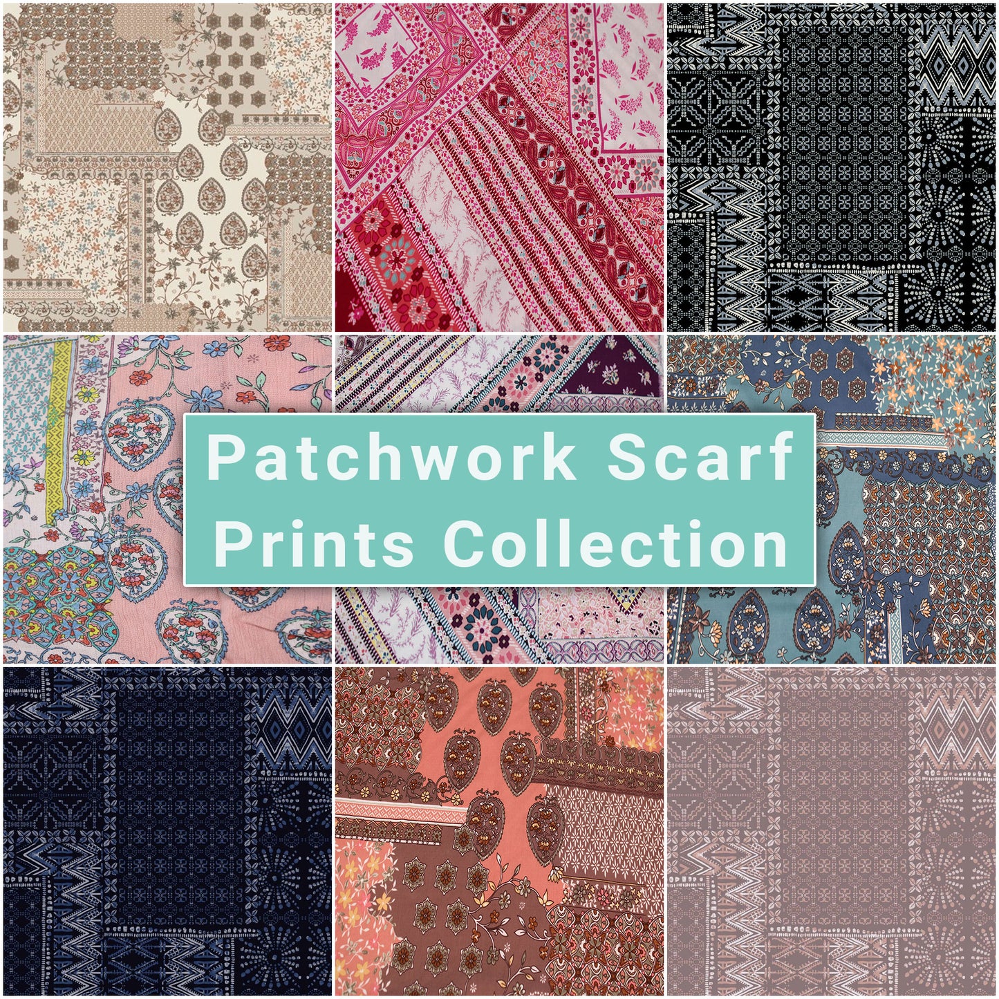 Patchwork Scarf Print Fabric Collection