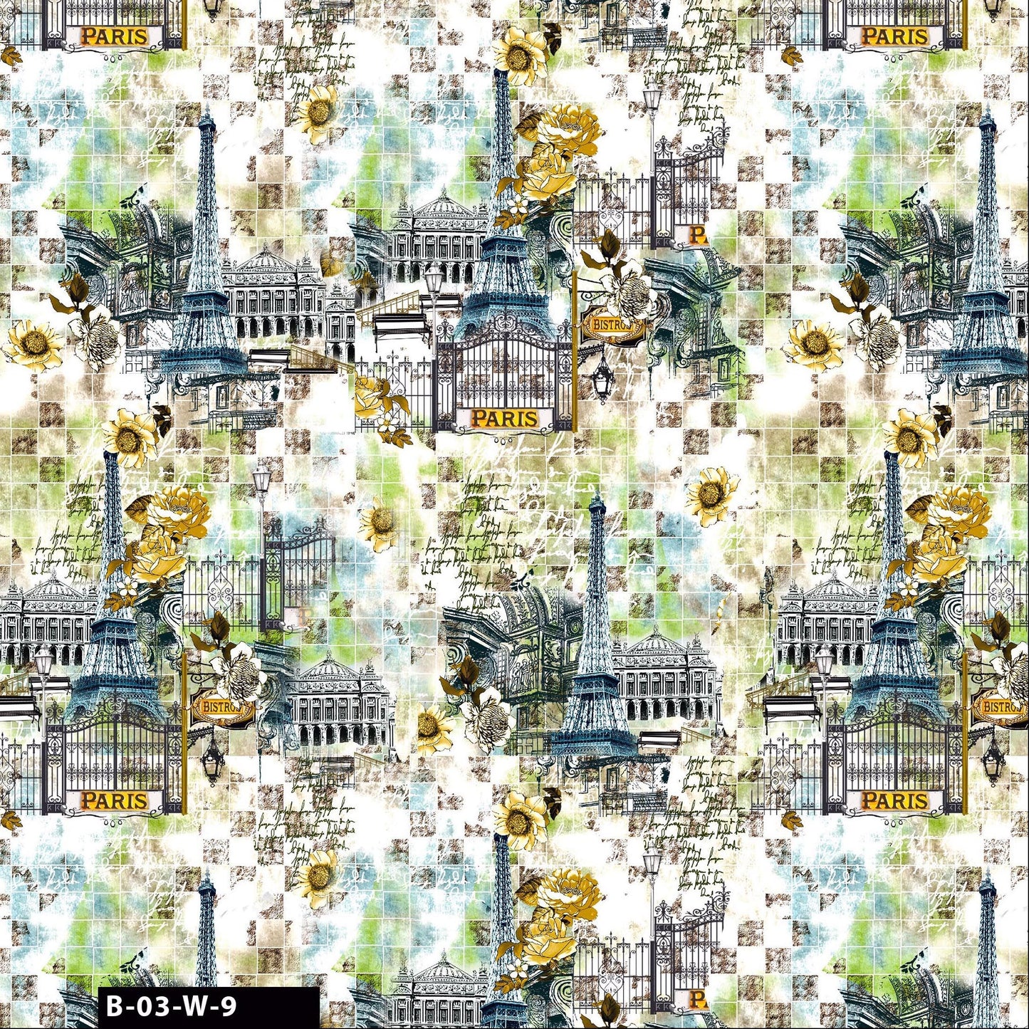 44" Wide 100% Cotton No Stretch Quilting Fabric-Printed Designs for Sewing, Clothing, Crafts, Accessories, Home Decor, and DIY Projects (Quilting Fabric- Paris Collection)