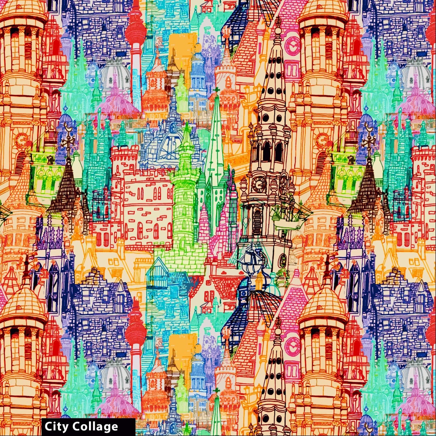 44" Wide 100% Cotton No Stretch Quilting Fabric-Printed Designs for Sewing, Clothing, Crafts, Accessories, Home Decor, and DIY Projects (Quilting Fabric- City Scape Collection)